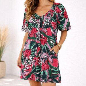 Anthropologie NEW Corey Lynn Calter Magnolia Floral Puff Sleeve Dress SZ Small